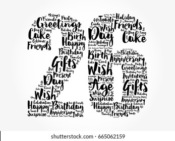 Happy 26th birthday word cloud collage concept