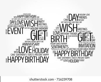 Happy 26th birthday word cloud collage concept