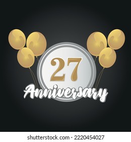 Happy 27th anniversary balloons greeting card background. balloons greeting card background vector design