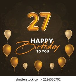 Happy 27th birthday, greeting card, vector illustration design.
