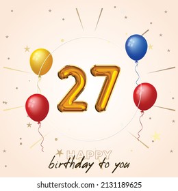 Happy 27th Birthday Greeting Card Vector Stock Vector (Royalty Free ...