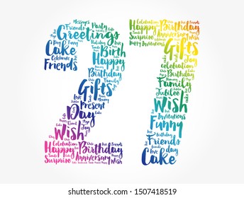 Happy 27th birthday word cloud collage concept
