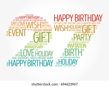 Happy 27th birthday word cloud collage concept
