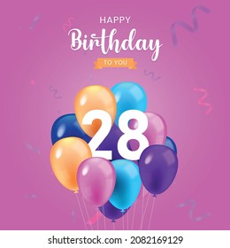 Happy 28 Birthday Greeting Card Vector Stock Vector (Royalty Free ...