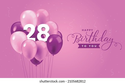 Happy 28 Birthday Greeting Card Vector Stock Vector (Royalty Free ...