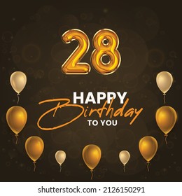 Happy 28th Birthday Greeting Card Vector Stock Vector (Royalty Free ...