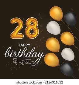 Happy 28th Birthday Greeting Card Vector Stock Vector (Royalty Free ...