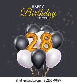 Happy 28th Birthday Greeting Card Vector Stock Vector (Royalty Free ...