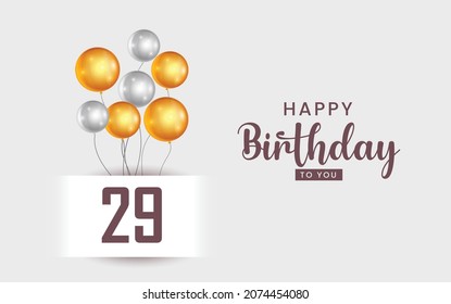 Happy 29 Birthday Greeting Card Vector Stock Vector (Royalty Free ...