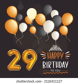 Happy 29th Birthday Greeting Card Vector Stock Vector (Royalty Free ...