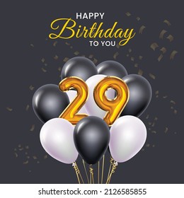Happy 29th birthday, greeting card, vector illustration design.
