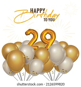 Happy 29th Birthday Greeting Card Vector Stock Vector (Royalty Free ...