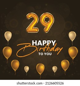 Happy 29th birthday, greeting card, vector illustration design.
