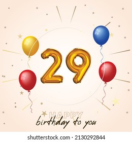 Happy 29th Birthday Greeting Card Vector Stock Vector (Royalty Free ...