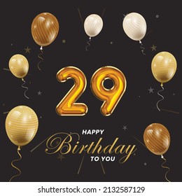 Happy 29th Birthday Greeting Card Vector Stock Vector (Royalty Free ...