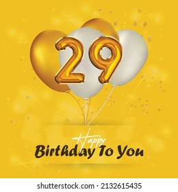 Happy 29th Birthday Greeting Card Vector Stock Vector (Royalty Free ...