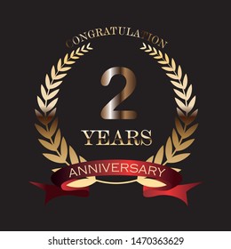Happy 2nd Anniversary gold colored 