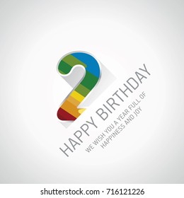 Happy 2nd Birthday color design greeting card