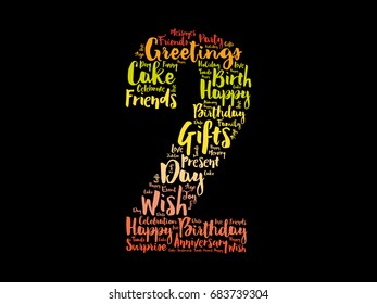 Happy 2nd birthday word cloud collage concept