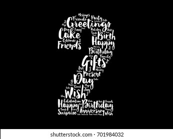 Happy 2nd birthday word cloud collage concept