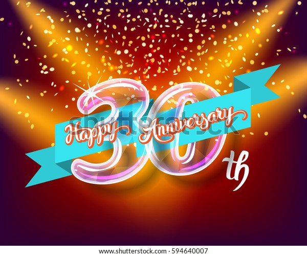 Happy 30th Anniversary Glass Bulb Number Stock Vector Royalty