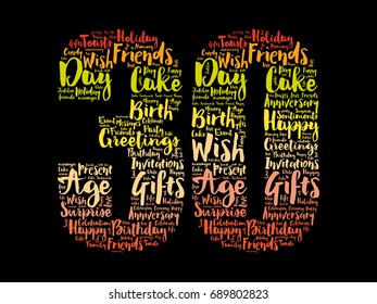 Happy 30th birthday word cloud collage concept