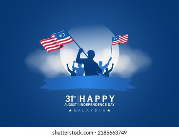 Happy 31st August Malaysia Independence Day Vector Illustration. Design for 65th National Day Poster Banner Template. Twin Tower and Flag of Malaysia