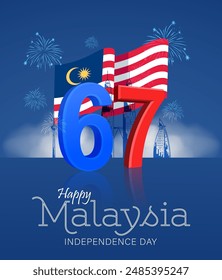 Happy 31st August Malaysia Independence Day Vector Illustration. Design for 67th National Day Poster Banner Template