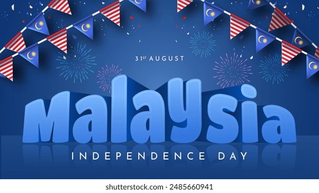 Happy 31st August Malaysia Independence Day Vector Illustration. Design for 67th National Day Poster Banner Template