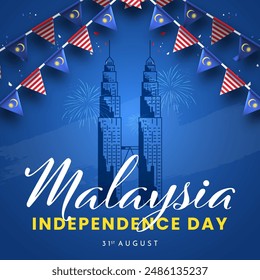 Happy 31st August Malaysia Independence Day Vector Illustration. Design for 67th National Day Poster Banner Template