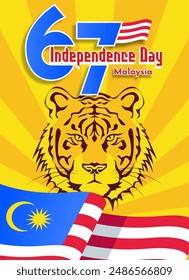 Happy 31st August Malaysia Independence Day Vector Illustration. Design for 67th National Day Poster Banner Template