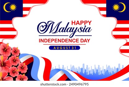 Happy 31st August Malaysia Independence Day Vector Illustration. Design for 67th National Day Poster Banner Template