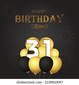 Happy  31st birthday, greeting card, vector illustration design.
