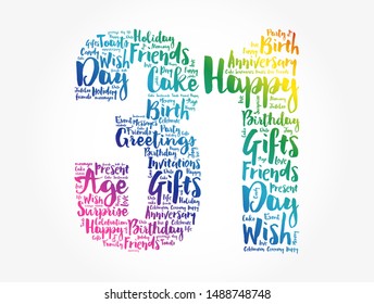 Happy 31st birthday word cloud collage concept