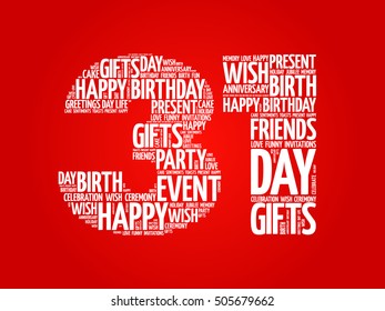 Happy 31st birthday word cloud collage concept
