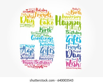 Happy 31st birthday word cloud collage concept