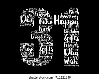 Happy 31st birthday word cloud collage concept