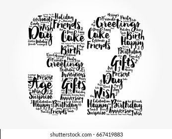 Happy 32nd Birthday Word Cloud Collage Concept