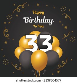 Alles Gute zum 33. Geburtstag, Grußkarte, Vektorgrafik-Design.
