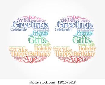 Happy 33rd birthday word cloud collage concept