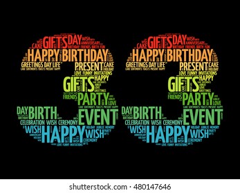 Happy 33rd birthday word cloud collage concept