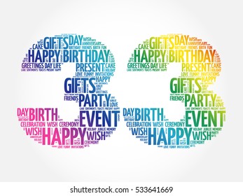 Happy 33rd birthday word cloud collage concept