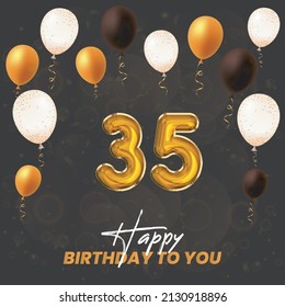 Happy 35th birthday, greeting card, vector illustration design.
