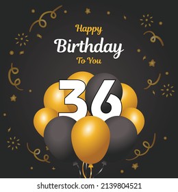 Happy  36th birthday, greeting card, vector illustration design.
