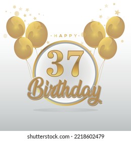 Happy 37th birthday balloons greeting card background. balloons greeting card background vector design