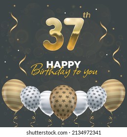 Happy  37th birthday, greeting card, vector illustration design.
