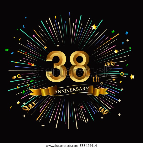 Happy 38th Anniversary Fireworks Star On Stock Vector (Royalty Free