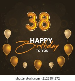 Happy 38th Birthday Greeting Card Vector Stock Vector (Royalty Free ...