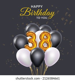 Happy 38th birthday, greeting card, vector illustration design.
