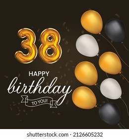Happy 38th birthday, greeting card, vector illustration design.
